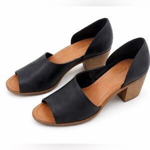 Sole Society Black Leather Peep Toe D’Orsay Block Heel Pumps Size 6.5